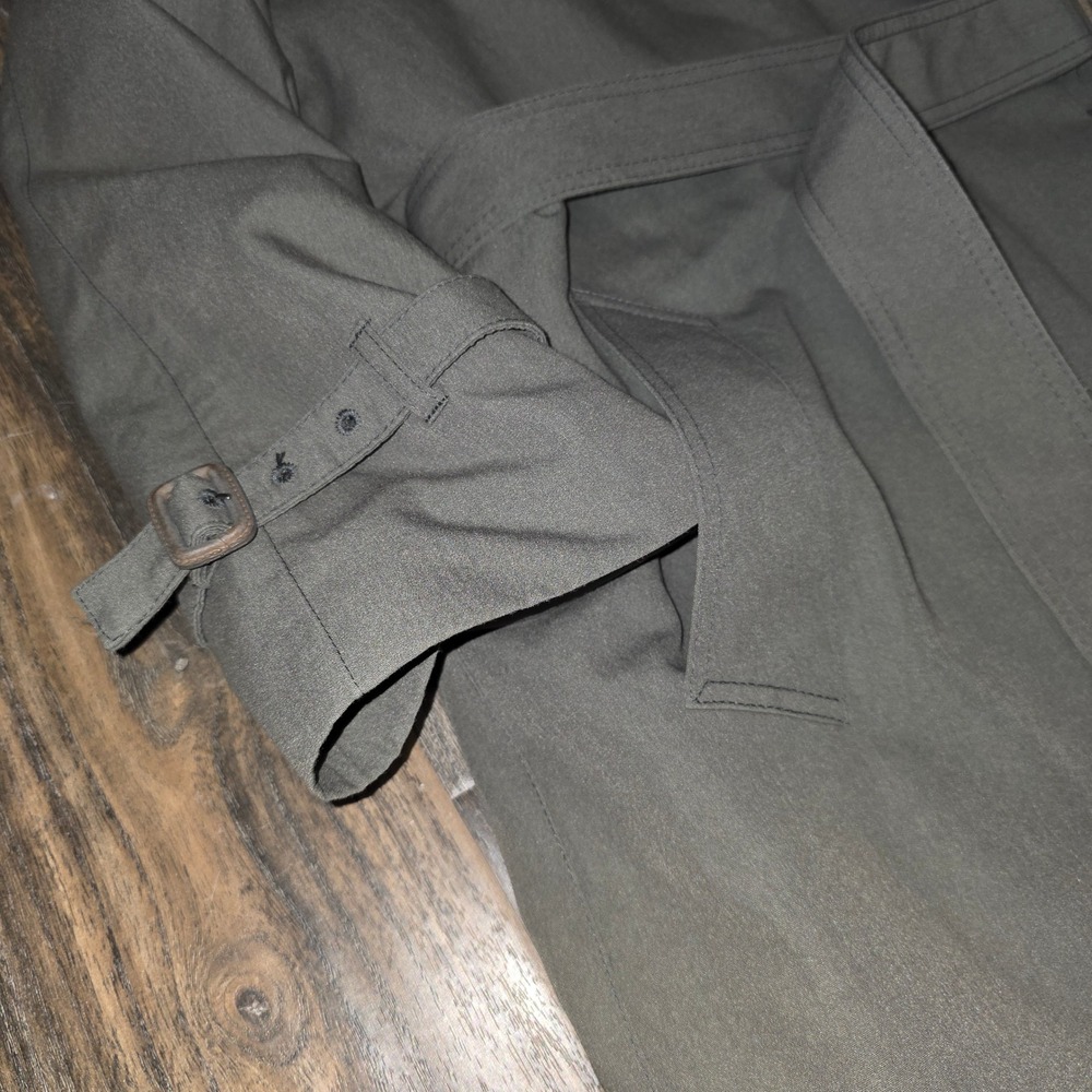 London Fog Classic Double Breasted Trench Coat Women's Size 12 Reg Olive Belted - Picture 4 of 13
